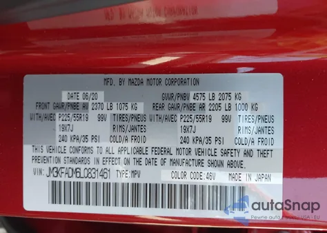 2020 Mazda Cx-5 Grand Touring из США, поврежденный, VIN JM3KFADM6L0831461